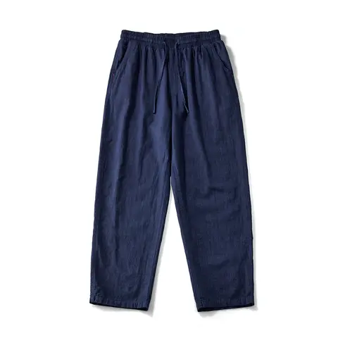 Pantaloni cargo indigo retrò giapponesi da uomo multi tasche pantaloni larghi a gamba larga in cotone e lino pantaloni lunghi dritti casual quattro stagioni