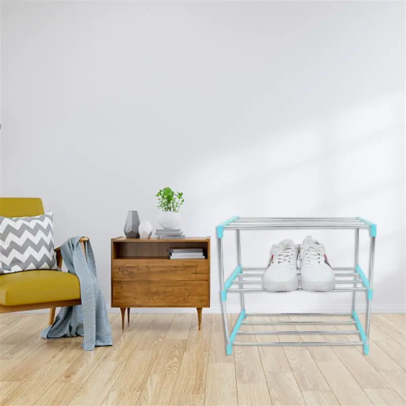 Simple Multi Layer Shoe Rack Stainless Steel Easy Assemble Storage Slippers Shoe Rack Hanger Home Organizer Accessories #G