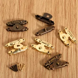 5Pcs Mini Jewelry Gift Wine Box Wooden Case Hasp Lock Drawer Latches Decorative Brass Suitcases Hasp Latch Hook with Nails