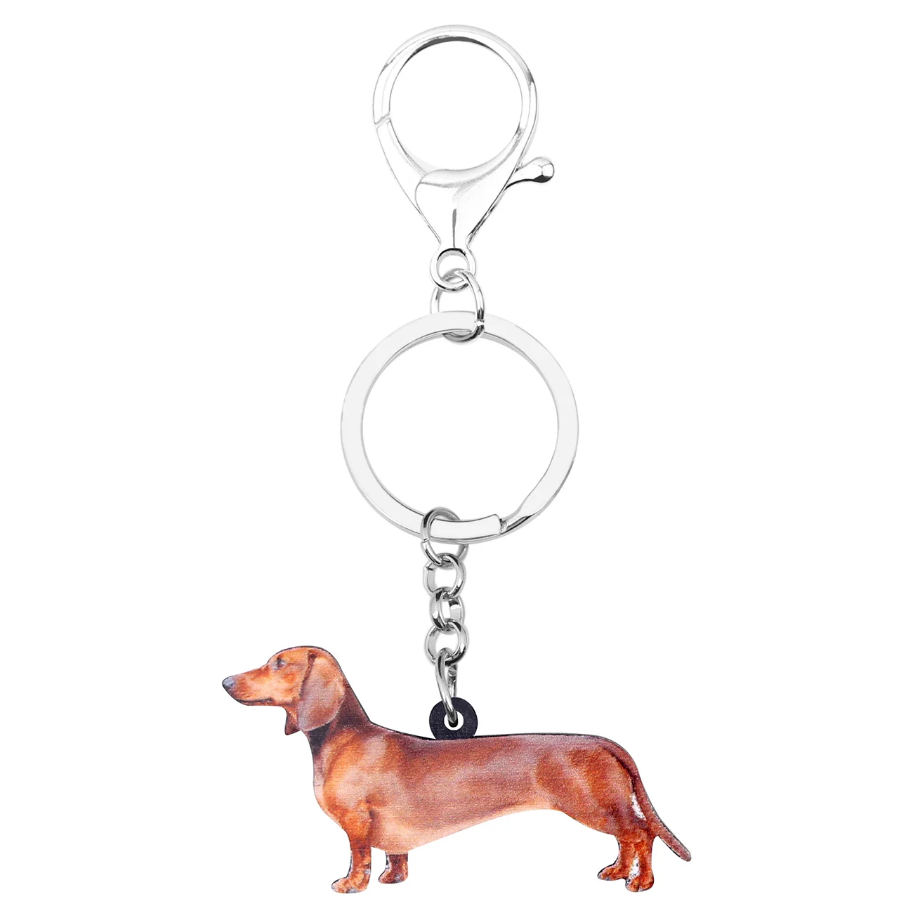 Bonsny Acrylic Standing Dachshund Dog Keychains Key Rings Anime Pet Jewelry Women Teens Girls Decorations Charms Gift Accessory