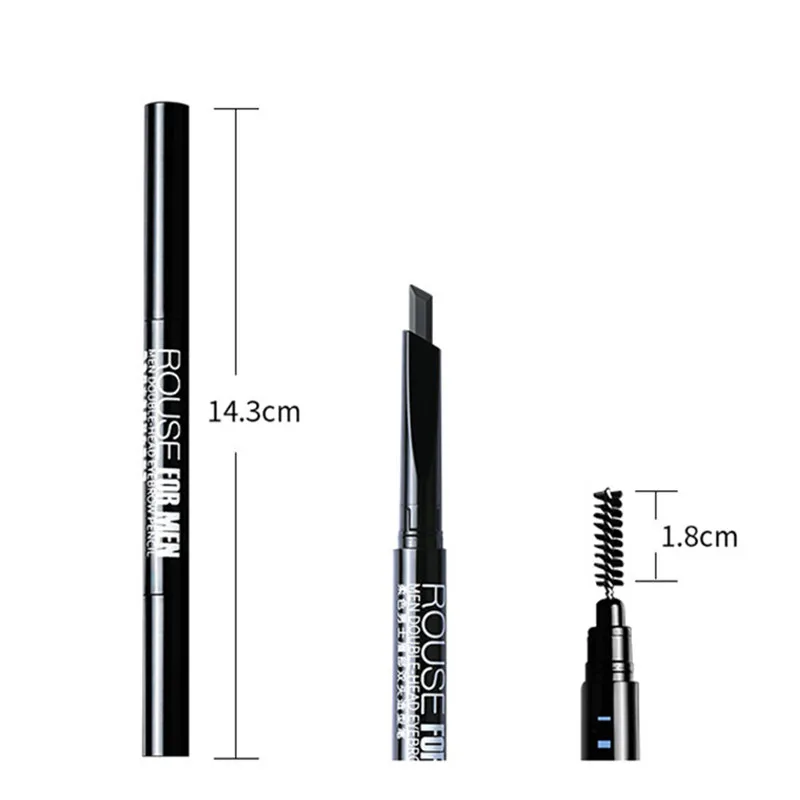 Eyebrow Pencil for Men with Eyebrow Brush Double Head Natural Super Fine Waterproof Lasting Eyes Rotatable Eyebrow Pen