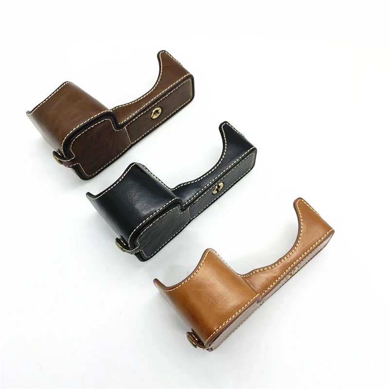 แบบพกพา PU กล้องหนังครึ่งฝาครอบสำหรับ SONY A6600 เปลือกป้องกันแบตเตอรี่