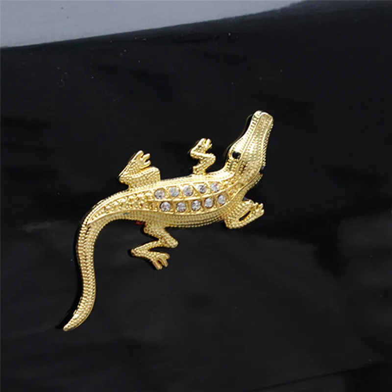 3D Metal Crocodile Rhinestones Car Styling Stickers Auto Decals Decorations