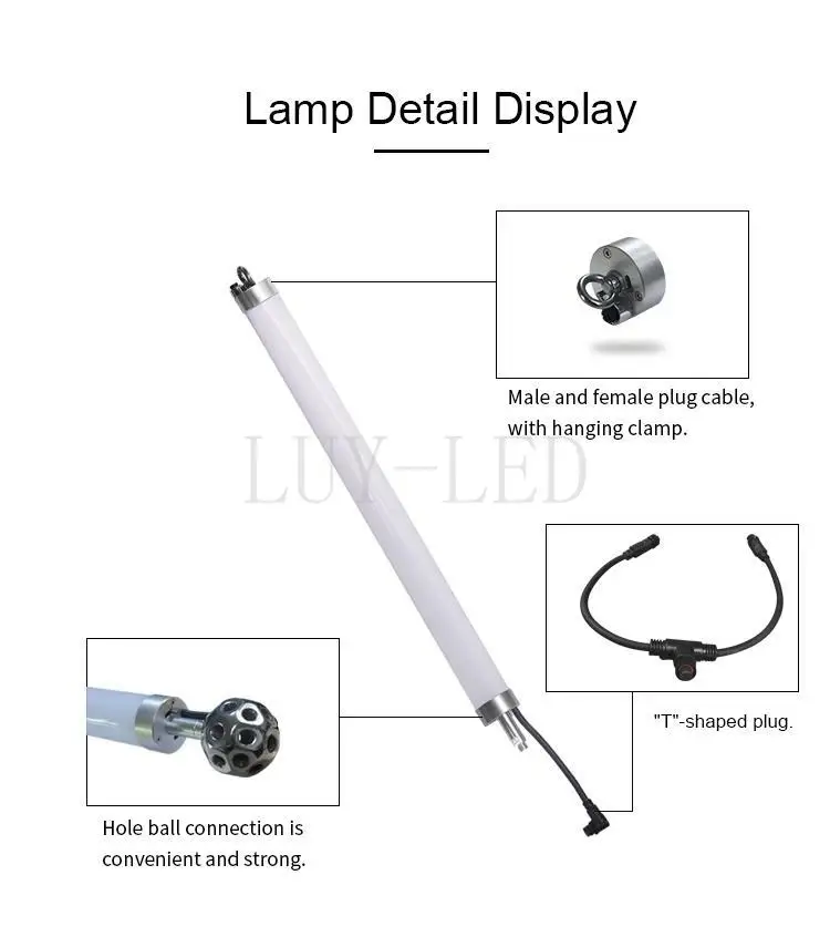 DC24V UCS2903/ WS2811 RGB 360 degree colorful Tube; Artnet 3D led pixel tube;D40MM led pixel tube pixel For exhibitions /stage
