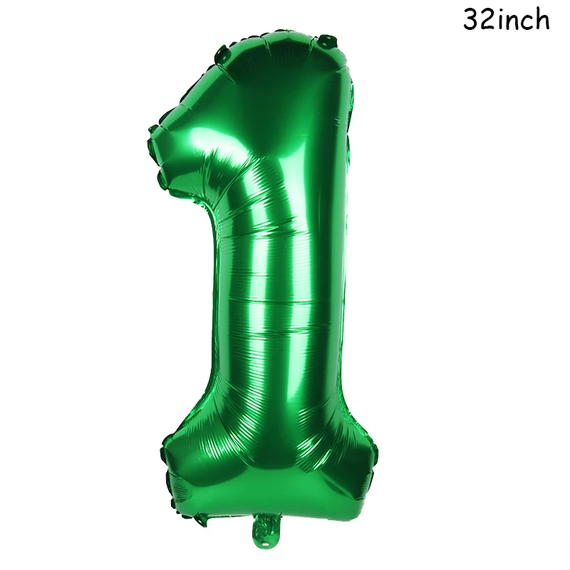 32/40inch Dark Green number balloons Foil Balloon Jungle Safari Birthday Balloon Party Baloon 0 1 2 3 4 5 6 7 8 9 globos Balls