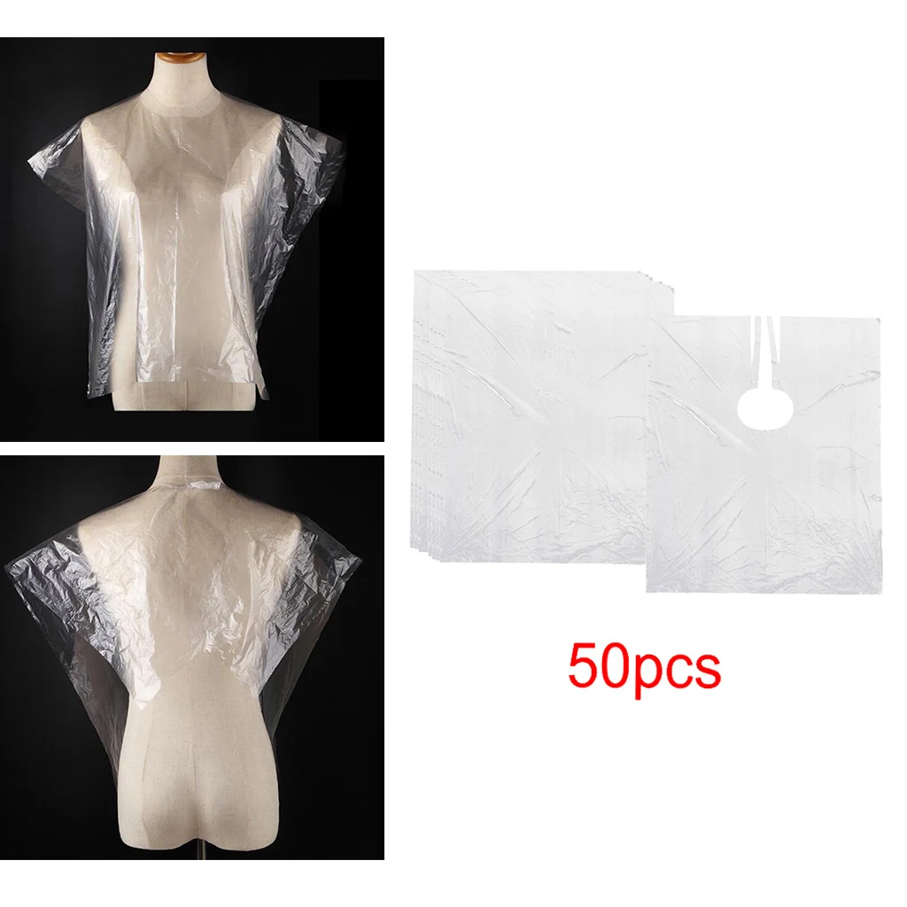 50/100pcs Disposable Hairdressing Capes Hair Cutting Capes Gowns Barber Aprons Transparent Hairdresser Cloth 64x84cm