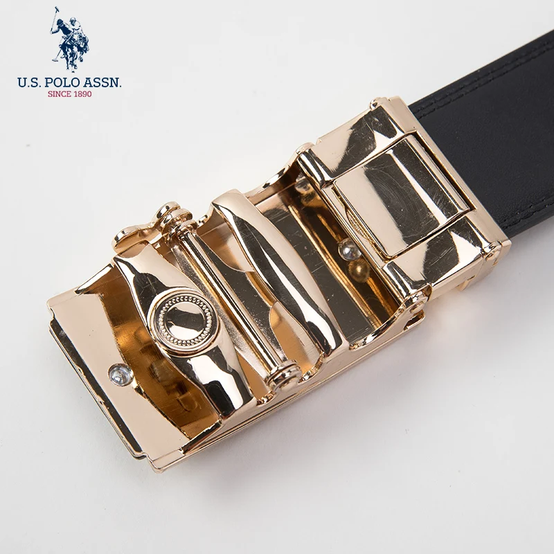 Us Polo Assn Men\'s Cowhide Belt Business Casual Formal Wear Fashion Youth Wild Tide Brand New Gold And Silver Color Belt