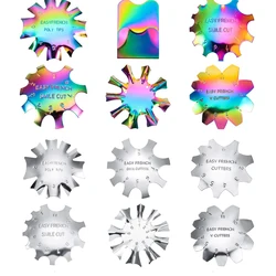 11 Sizes Pink /White Acrylic Nail Cutter Tool French tip cutter C- Curve Tool Smile Line Single Tip Edge Metal trimmer,H54Mj5345