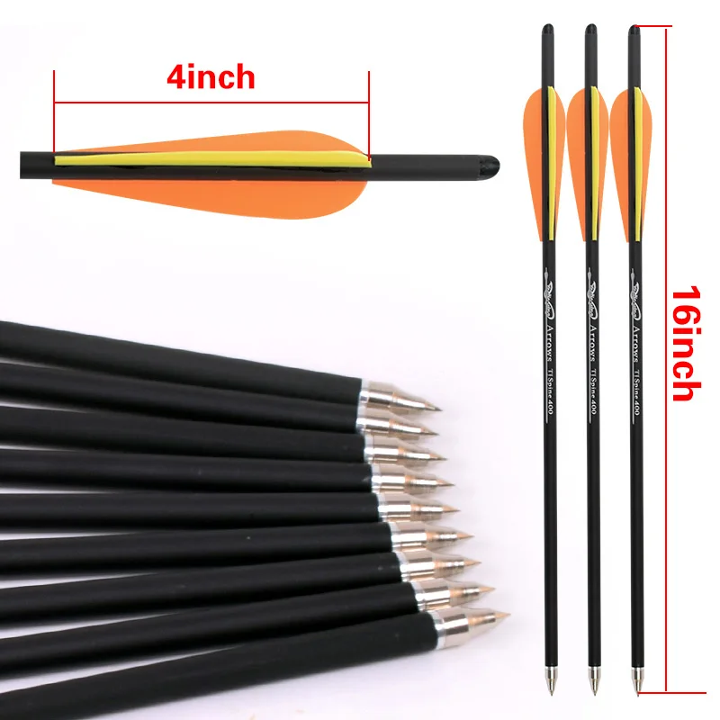 12/24Pcs 16/17/18/20/22 Inches Archery carbon arrows 400 Spine with Orange yellow Feather Crossbow bolts for Hunting Shooting