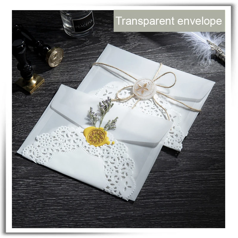 20PCS/Lot Semi-transparent Sulfuric Acid Paper Envelopes For DIY Postcard Card Storage Wedding Invitation Gift Packing