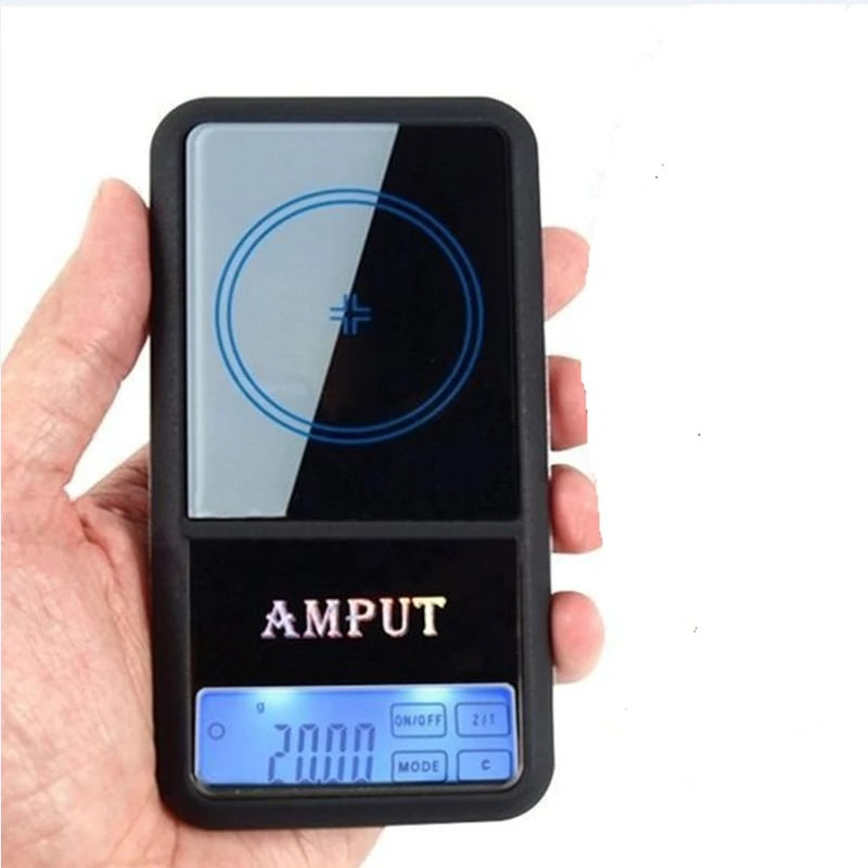 AMPUT 0.01g Pocket Touch Digital Scale 100g 200g 500g Portable Electronic Jewelry Scales LCD Blue Backlight Bench Weight Balance