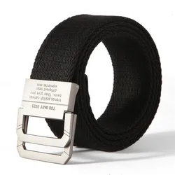 Popular Double Ring Metal Buckle Multicolor Young Student Men's Canvas Belt