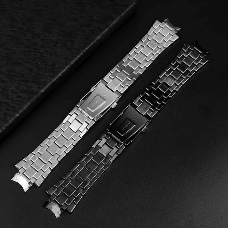 Fine steel convex mouth watch belt for CASIO efr-539d /BK watchband  5345 male solid stainless steel  accessories 16mm wristband