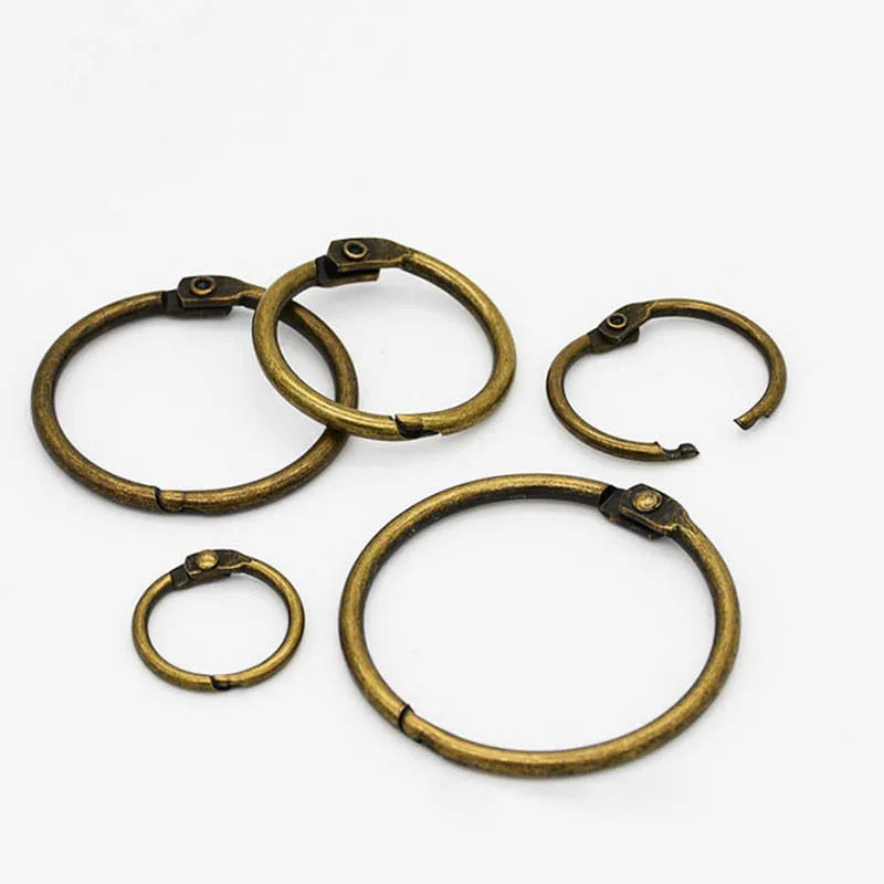 

100pcs Metal Paper Binding Rings Bronze Hinged Split Locking Key Rings Card Catalogue Menu Collection Binder