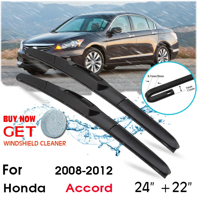 

Car Wiper Blade Front Window Windshield Rubber Silicon Refill Wipers For Honda Accord 2008-2012 LHD/RHD 24"+22" Car Accessories