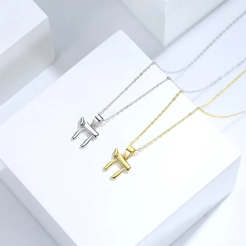 QIAMNI Religiosa Hebrew Chai Pendant Necklace Religious Amulet Judaica Jewish Symbol Initial Israel Spiritual Memorial Necklace