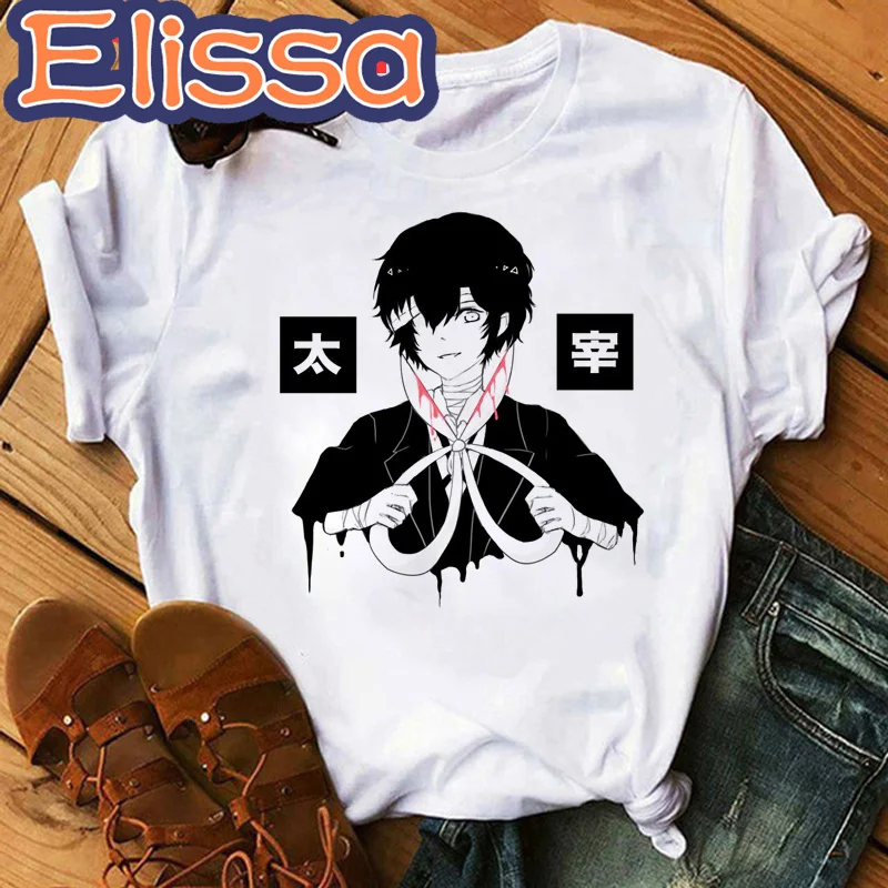 Hot Japanese Anime Bungou Stray Dogs T Shirt Men Kawaii Cartoon Osamu Dazai Graphic Tees Unisex Harajuku Tops T-shirt Male