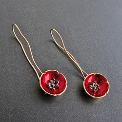 New Fashion Red Brincos Dangle Earrings for Women Jewelry Ethnic Tribal Flower Drop Earing Accessories statement Gift