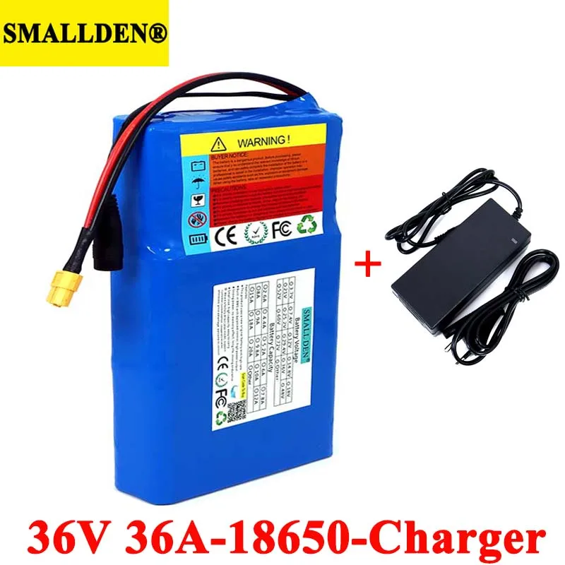 

36V 36Ah Lithium Battery Pack 18650 36000mAh High rate 20A BMS for Balancing scooter E-bike lawn mower with 42V 2A Charger