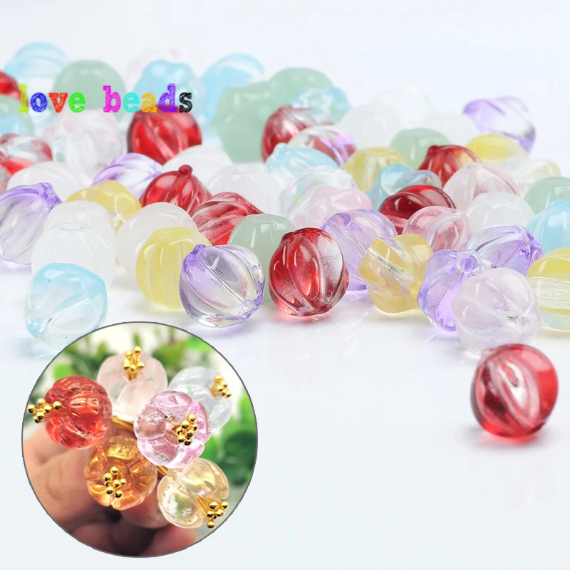 20pcs Multicolor Pumpkin Shape Czech Glass Beads Lampwork Crystal Glaze Bead for Jewelry Making DIY Necklace Earrings