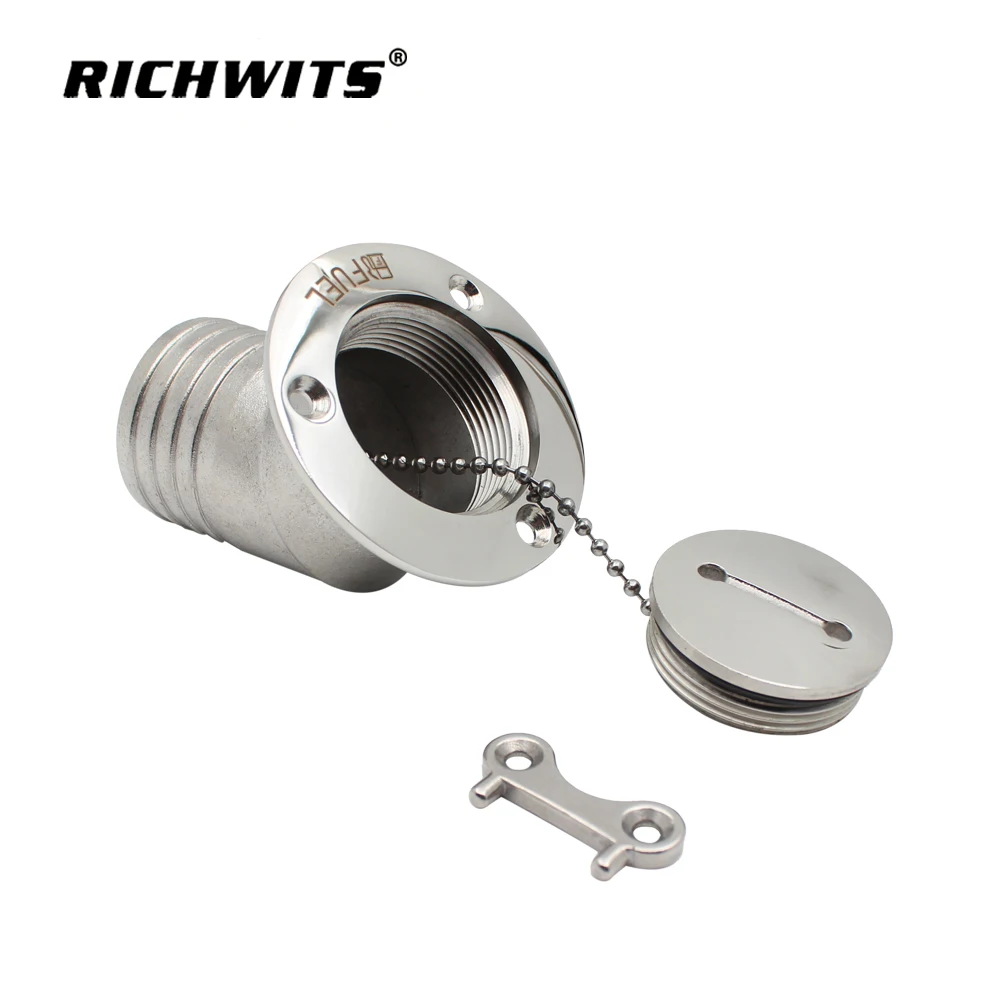 316 Stainless Steel 45 Degree Deck Filler With Key GAS DIESEL FUEL WASTE WATER 38mm 50mm Marine Boat Hardware Deck Filler Caps