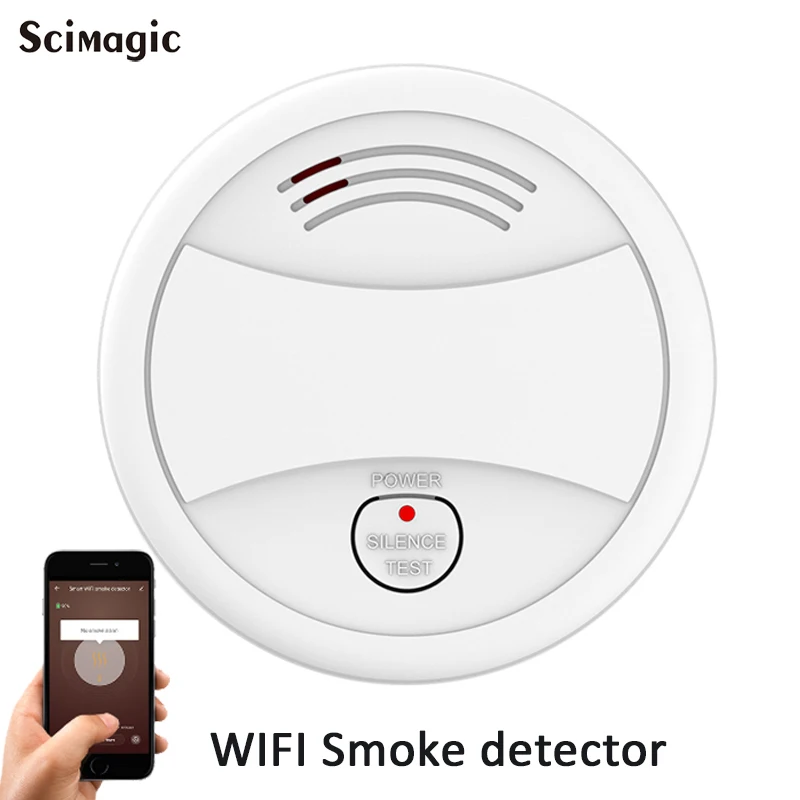 TuYa Wofea Detektor Asap WiFi Sistem Alarm Kebakaran Keamanan Rumah Tuya Sensor Asap Pintar Pesan Aplikasi Tekan 95db Suara Tidak Perlu Hub