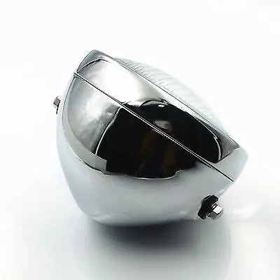 Chrome Retro Motorcycle Side Mount Headlight For Cafe Racer Bobber Cruiser Custom CB