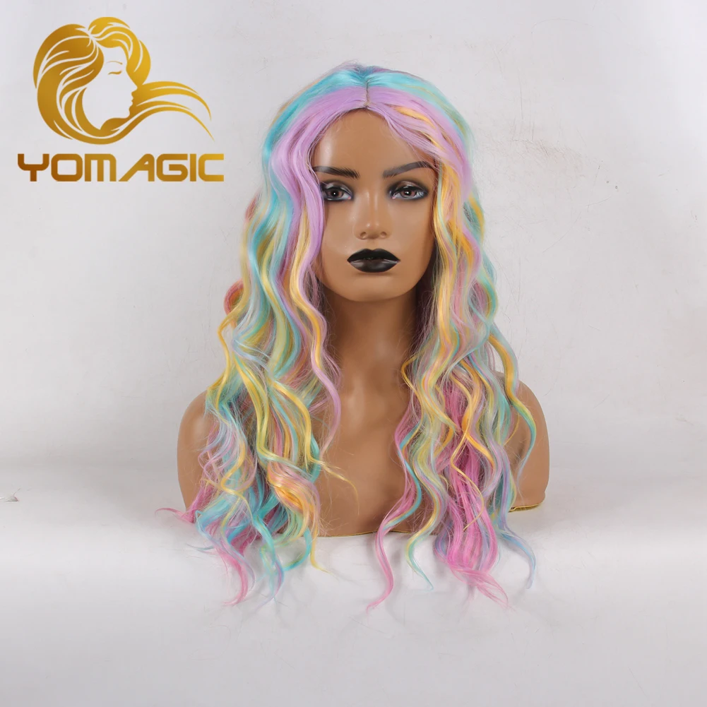 YOMAGIC Full เครื่องวิกผมสังเคราะห์วิกผมยาว Wavy ผมวิกผมทนความร้อน Wigs Hair Wigs สำหรับผู้หญิง