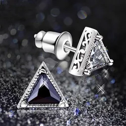 Hoge Kwaliteit Cool Mens Earring Ear Stud 925 Zilveren Naald Cz Crystal Fake Plug Driehoek Vrouwen Stud Earring Voor Lovers 'sieraden