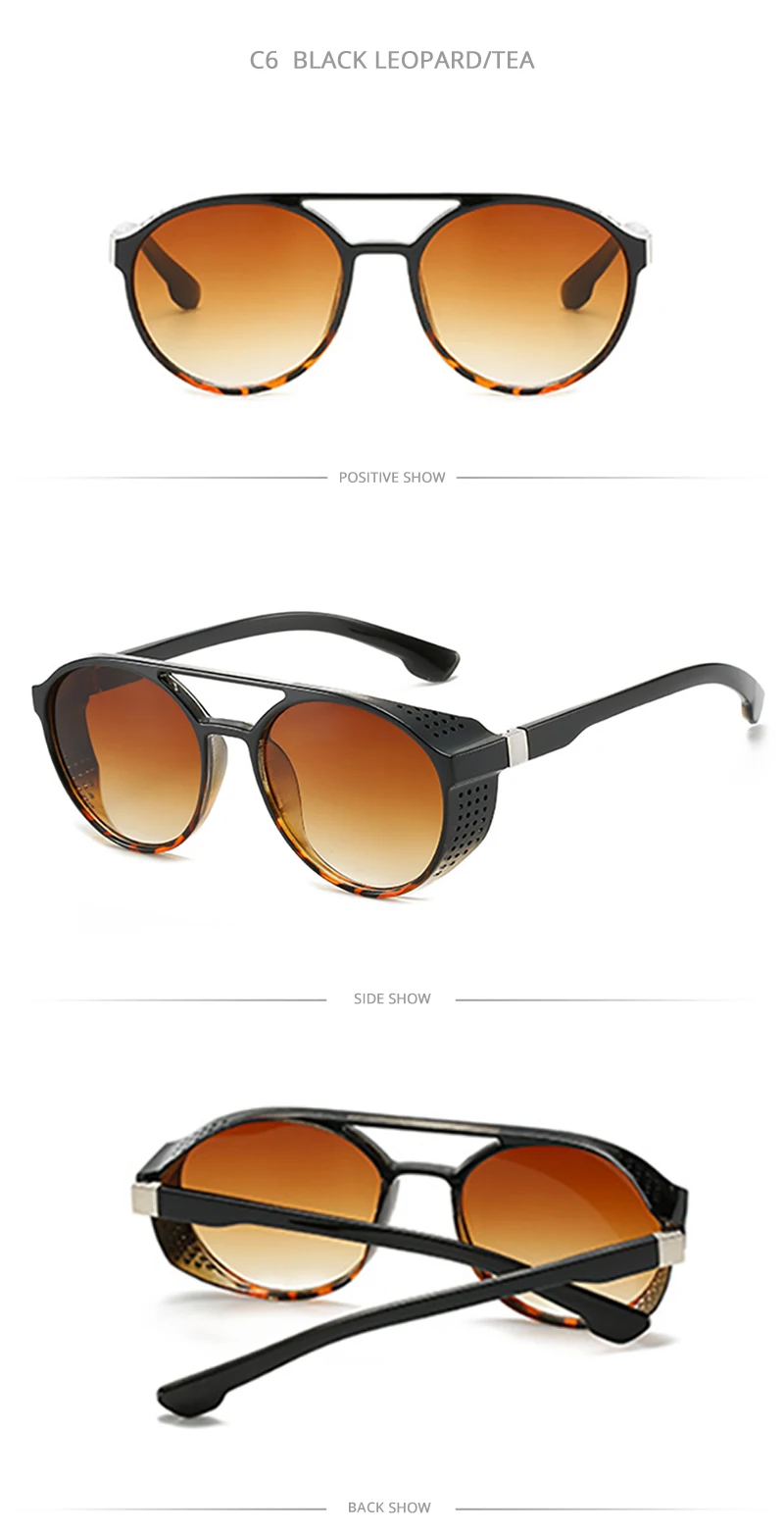 Klassische Steampunk Sonnenbrille Männer Mode Runde Brille Für Männliche Vintage Marke Designer Brillen Shades Outdoor UV400 – Detail 13