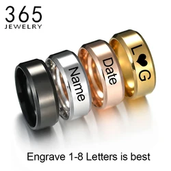 Anillo de titanio grabado de acero inoxidable personalizado para hombres y mujeres, nombre personalizado, fecha, textos, firma, escritura a mano, anillo Unisex, regalo