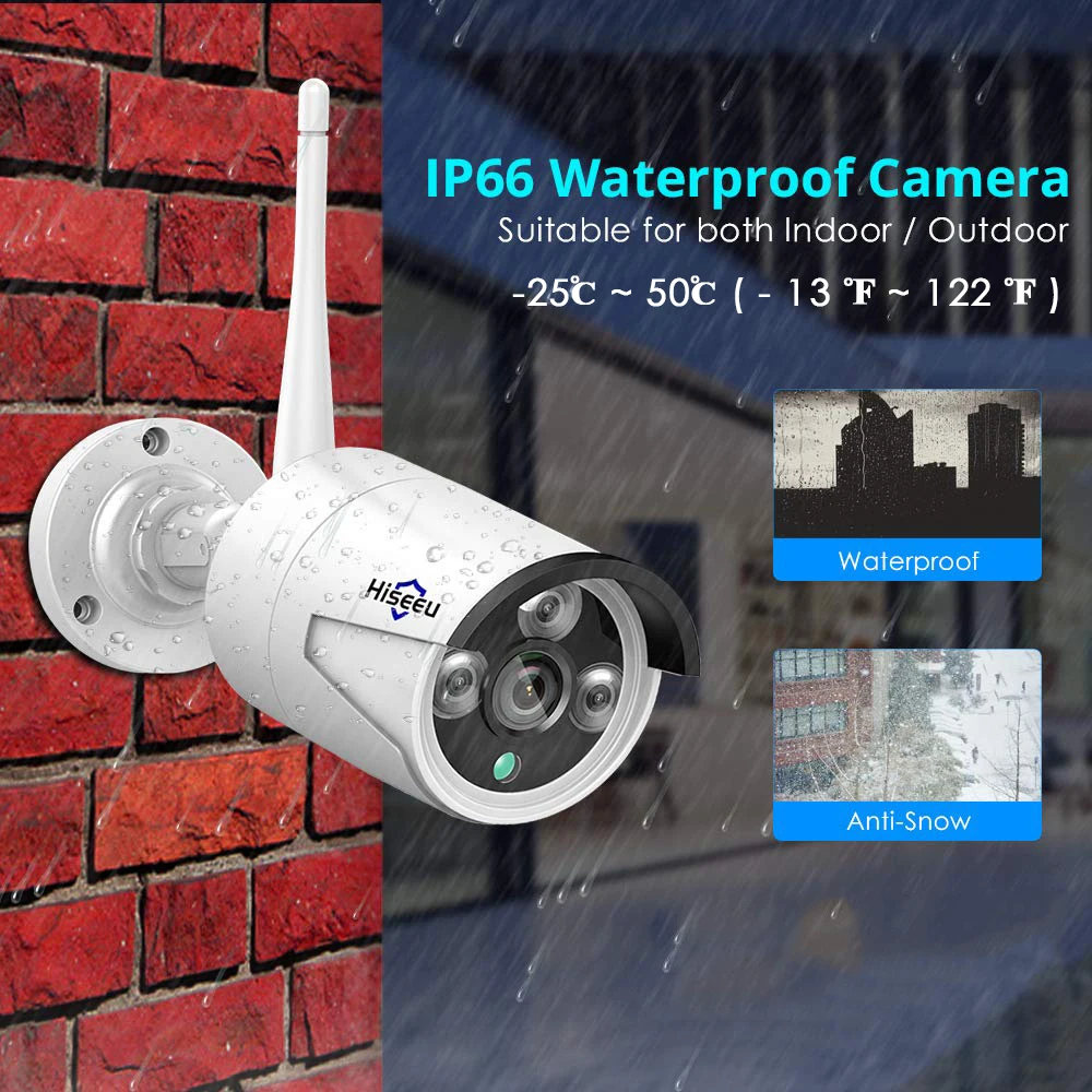 Imagem -02 - Hiseeu-câmera de Segurança sem Fio 3mp 5m Câmera ip Lente 3.6 mm à Prova Dágua Wi-fi Sistema de Cctv Pro Vista App