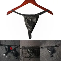 Hot Heren Faux Leather Bugel Zakje T-Back Slips Ondergoed Slipje Bikini T-Slipje Thong G-string Sexy erotische Lingerie