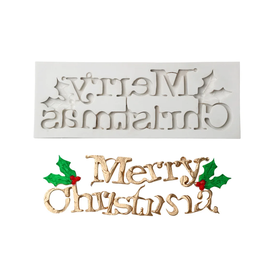 Merry Christmas English Letter Form Silicone Mold Chocolate Fondant Moulds Baking DIYcooking Cake Decorating Tools H772