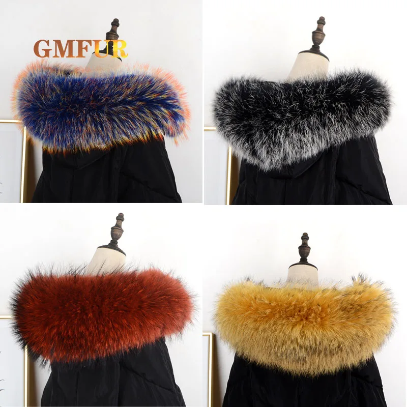 

High Quality Raccoon Fur Collar Winter Coat Hood Decorative 100% Real Fur Shawl Luxury Warm Natural Fox Scarf Women Hot Selling