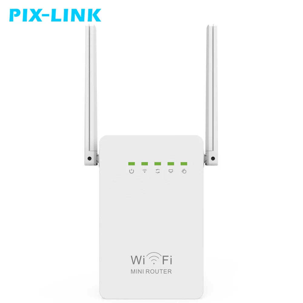 

300Mbps Mini Router WiFi Repeater Network Long Range Extender Booster Single Bridge Dual External Antennas AP Mode WR02ES