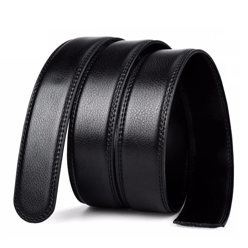 Headless Belt Fashion Men's Genuine Leather Automatic Buckle Business Versatile High Quality No Buckle Casual Black Belt Strip