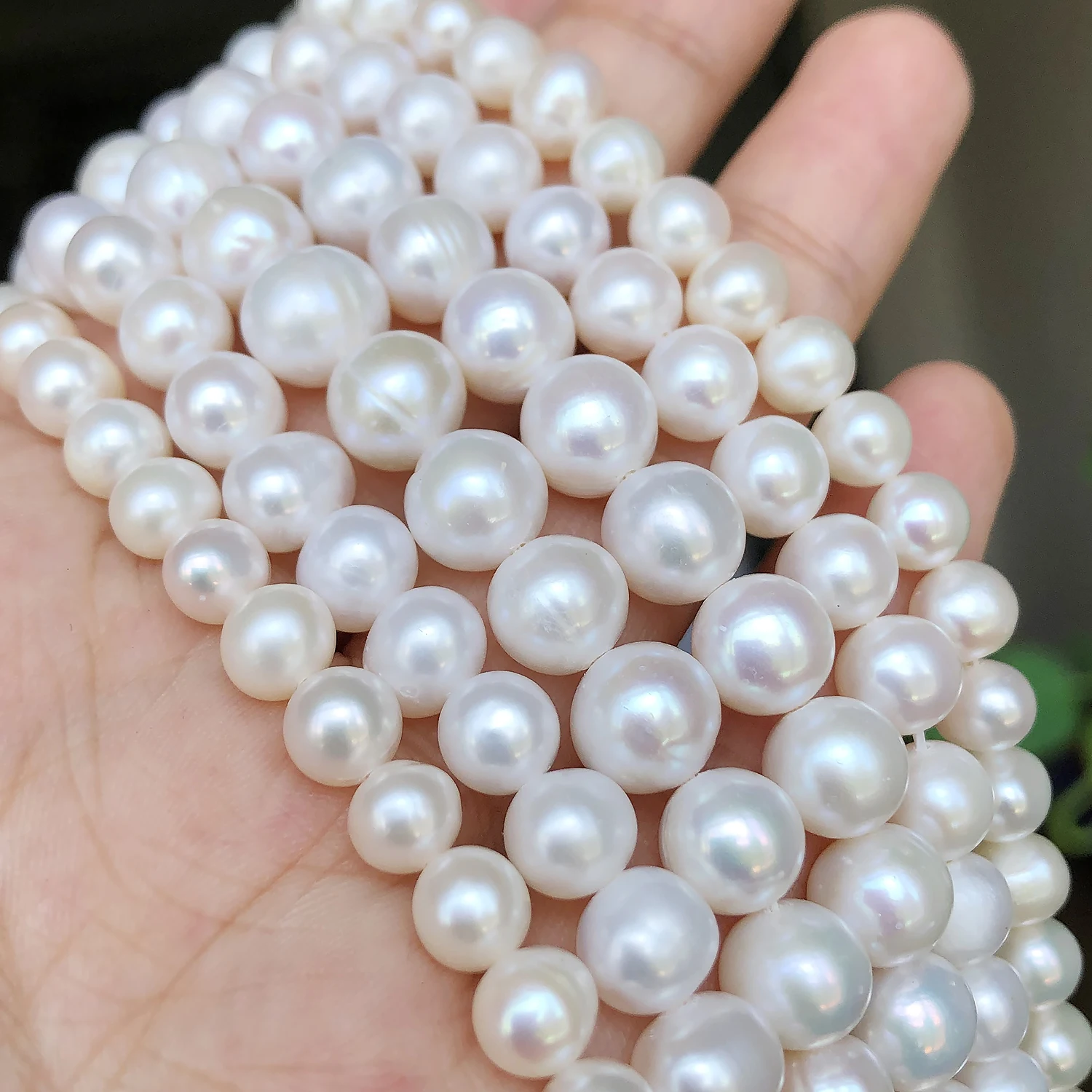 Natural Freshwater Pearl Beads AAA White Round Punch Loose Pearls Beads for Jewelry Making DIY Necklace Bracelet 15inch