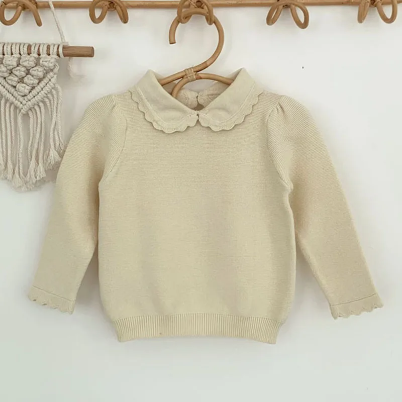 Spring Autumn Baby Kids Girls Long Sleeve Pure Color Knit Sweater New 2022 Baby Kids Girls Pullover Sweaters Children\'s Clothes