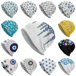 Custom Mediterranean Turkish Evil Eye Hanging Beads Beanies Caps Winter Warm Knitting Hat Adult Tribes Amulet Art Bonnet Hats