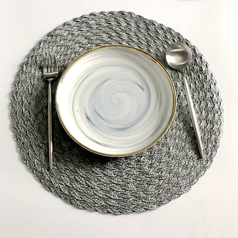 1pcs PP Dining Table Mat Woven Placemat Pad Heat Resistant Bowls Coffee Cups Coaster Tableware Mat For Home Kitchen Party Supply