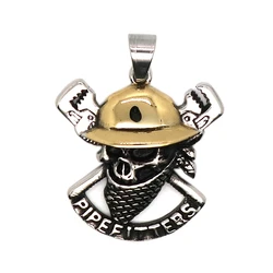 Unisex 316L Stainless Steel Cool PIPEFITTERS Worker Skull Pendant Newest