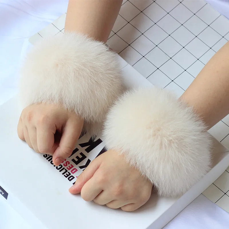 Natural Fox Fur Cuff Women Sleeve Fur Trimming High Quality Hot Sale Wrist Warmer Ladies Bracelet Real Fur Wristband Glove