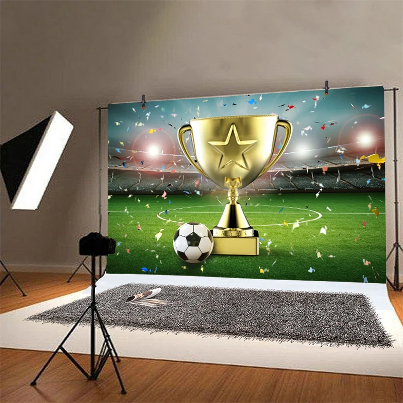 ฟุตบอลฉากหลังรักบี้เด็ก Happy Birthday Party ฟุตบอลเด็กถ่ายภาพพื้นหลังแบนเนอร์ตกแต่ง