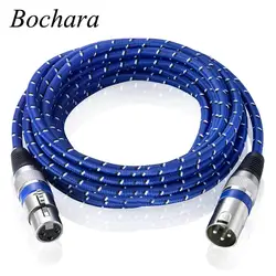 Bochara-cable XLR trenzado de nailon, macho a hembra, M/F, 3 pines, Conector de extensión para mezclador de micrófono, 1m, 1,8 m, 3m, 5m, 10m, 15m, 20m