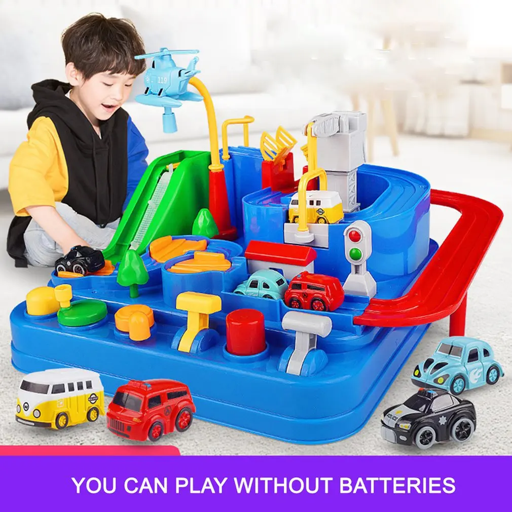 Racing Rail Car Model Racing Educational Toys Children Track Car Adventure Game Brain Game Mechanical Interactive Train Kids Toy