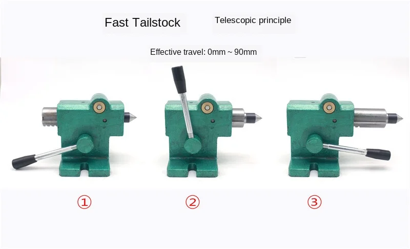 Small lathe tailstock assembly woodworking simple fast retractable beads machine DIY thimble activity top spindle tail