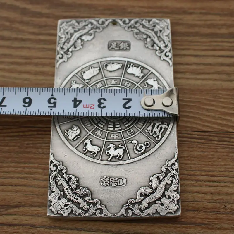 Chinese tibet Silver Bullion thanka Fengshui The carp jump the dragon gate statue amulet Waist tag, hang metal pandent