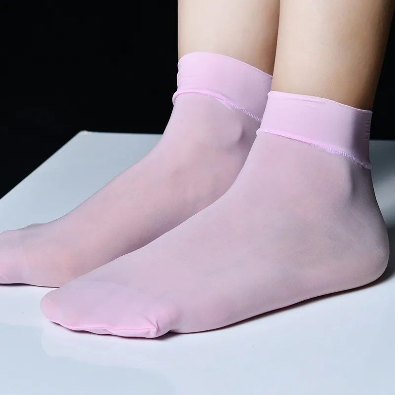 Sexy Ultra-Thin Transparent Socks Women Oil Shiny Glossy Elastic Ankle Socks See Through Sissy Unisex Sheer Smooth Socks