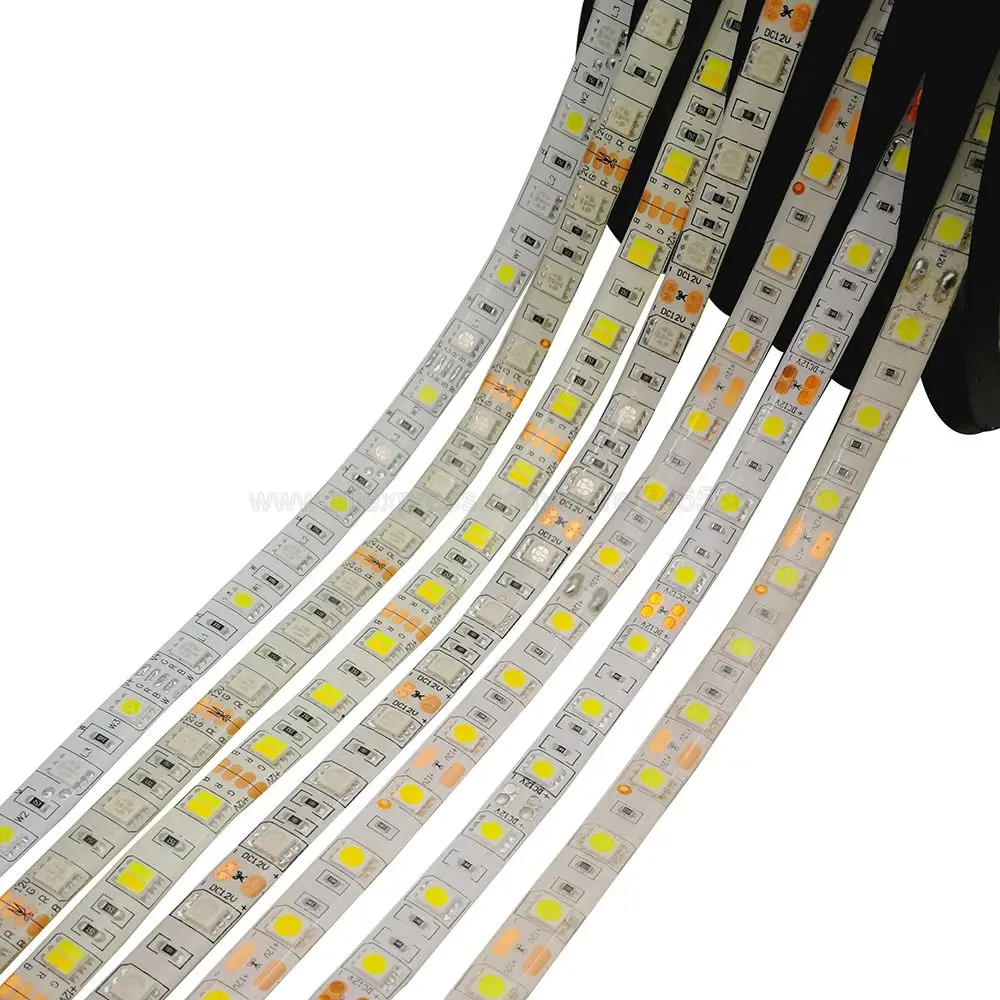 Imagem -02 - Decoração Flexível Iluminação Led Strip Fita Impermeável Rgb Rgbw Rgb Cct Branco Quente 60leds por m Smd 5050 Ip20 Ip65 12v 24v dc 5m